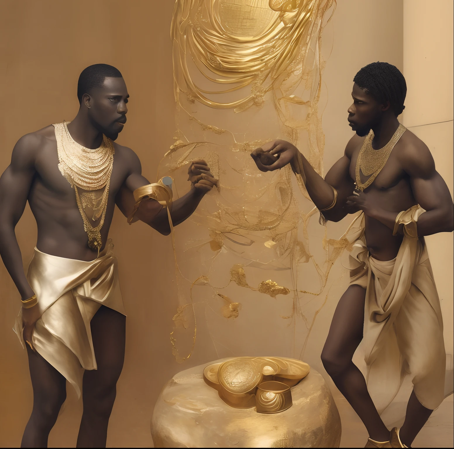 Black men stealing gold and silver from the ancient kingdom in Africa