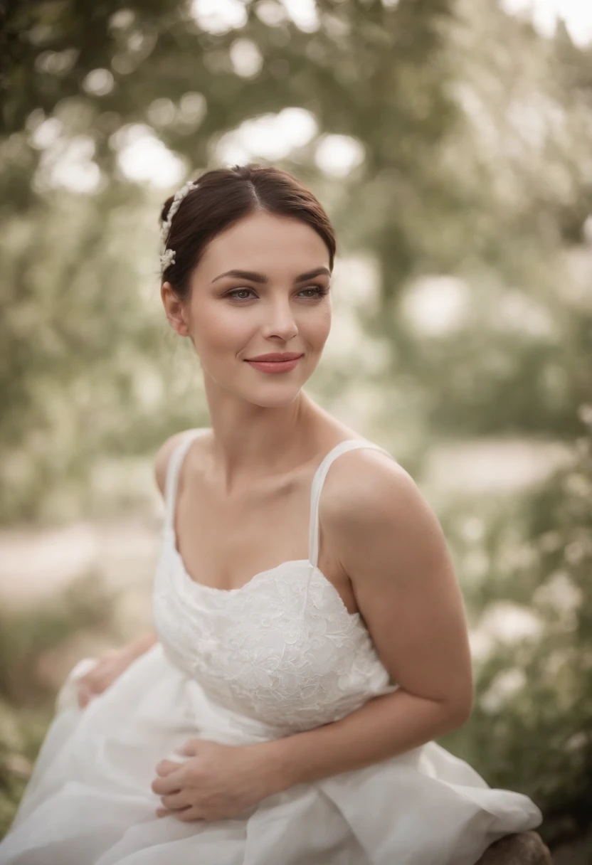 Christina Leardini portant une robe courte en soie blanche, un tshirt transaparent noir, A white cap backwards, des bas blancs, on knees, le regard doux, le sourire narquois, les mains ouvertes, NFSW, HD