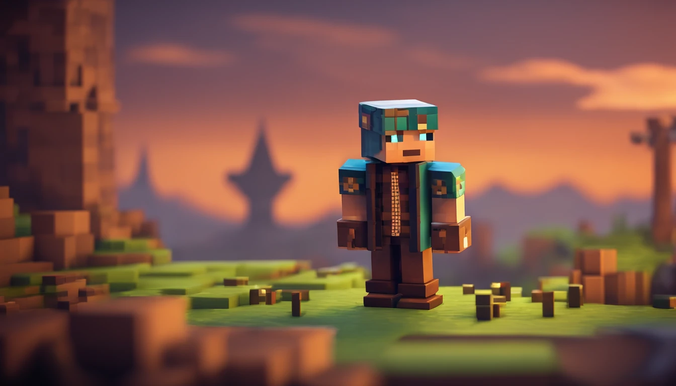 Personaje Low Poly Style Minecraft Steampunk,  8 bits