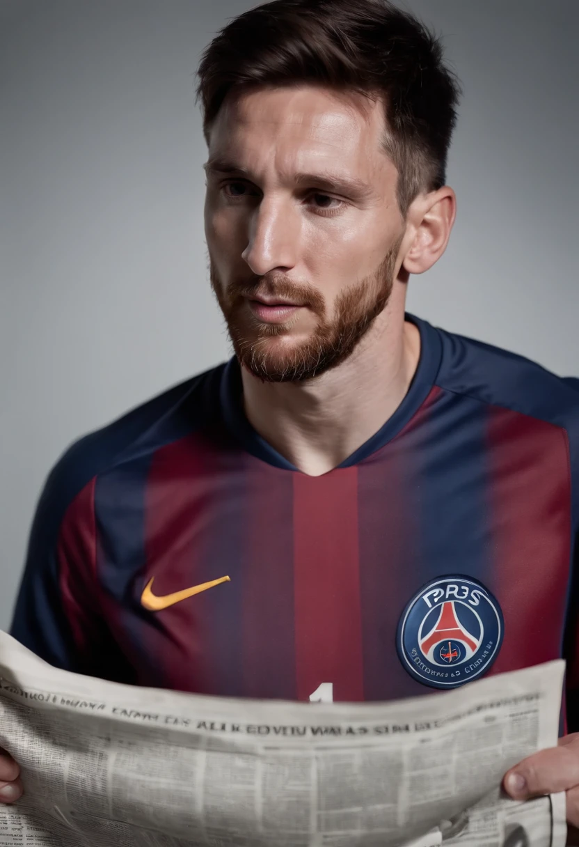 Lionel Messi, malade, vomiting on a newspaper evoking PSG, HD