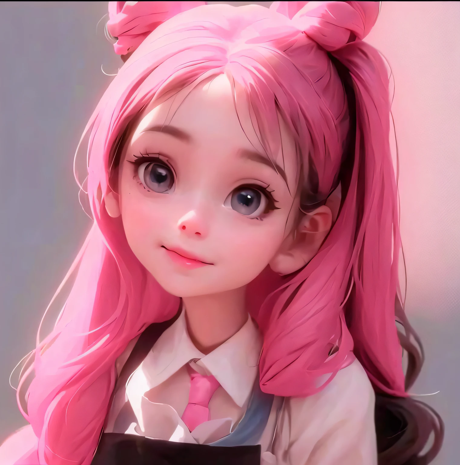 Close up of a girl in dress wearing tie pink with pink double tail hair and blue eyes, cute digital painting, cute digital art, realistic cute girl painting, cute detailed digital art, cute cartoon characters, beautiful character painting, cute characters, cute anime girl, cute cartoon, kawaii realistic portrait, digital cartoon painting art, cartoon cute, cute portrait, render a cute 3D anime girl, kawaii realistic portrait, anime moe art style, saori, Mikudayo, Shikamimi, My Dress Up Dear Anime, Nyaruko-san, Inspired Gacha Club Game, Shirabii, Anime Girl named Lucy, drawn in an anime artist studio