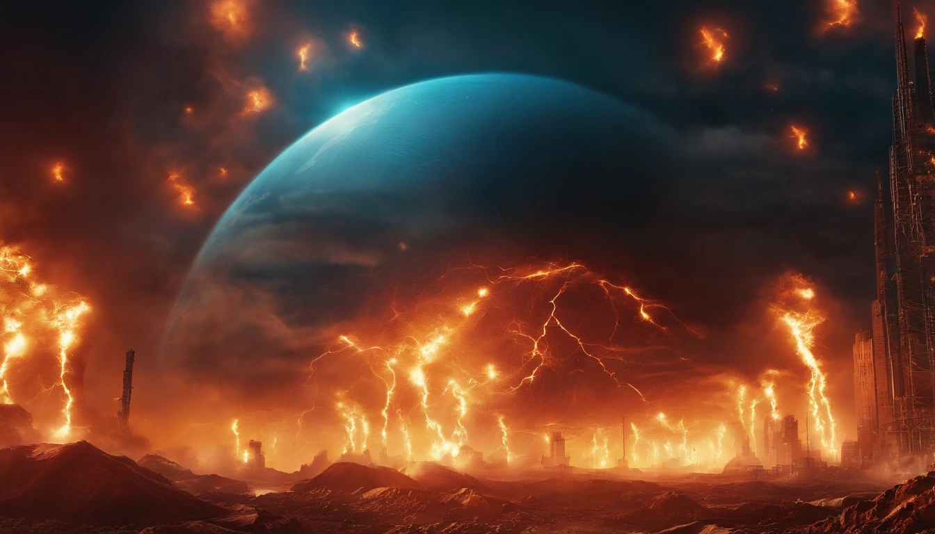 Create an image that has bitcoin exploding in the background in a doomsday setting