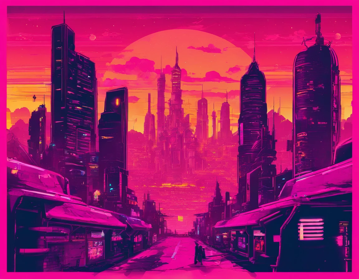 Massive cyberpunk cityscape, Towering spires and holographic billboards Chinese illuminate the night sky.Resident Evil，themoon，high-class，extremely colorful