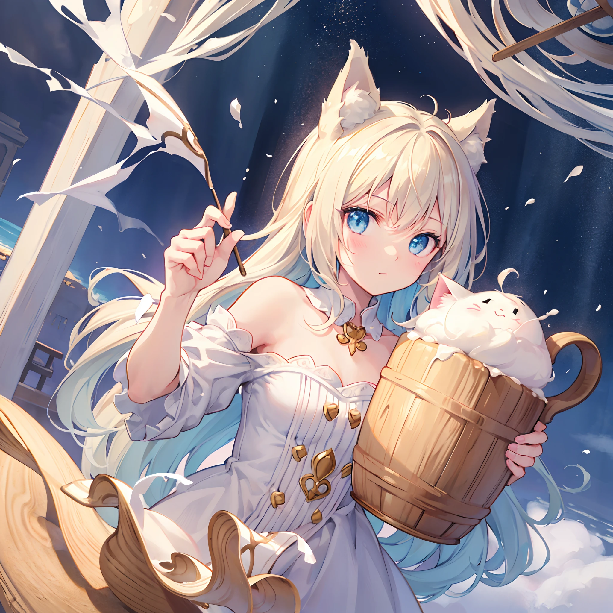 (Latte art with three-dimensional undulations):2, (The world inside the mag:1.4), Frothy milk Inside the mug, 3D, A cute cat with three-dimensional undulations is drawn, cute kawaii, Close-up of the mug, sepia, (no person, no girl, no Human:1.4), the froth of the fluffy milk, the meringue as fluffy as a cloud, (masterpiece), cinematic rendering, sharp focus, Photorealistic, realistic,