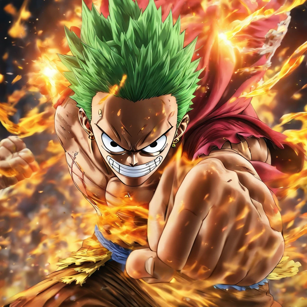 Denjiro from One Piece anime, two swords style, action pose, realistic, unreal engine, splash effect, motion effect, lens flare effect,