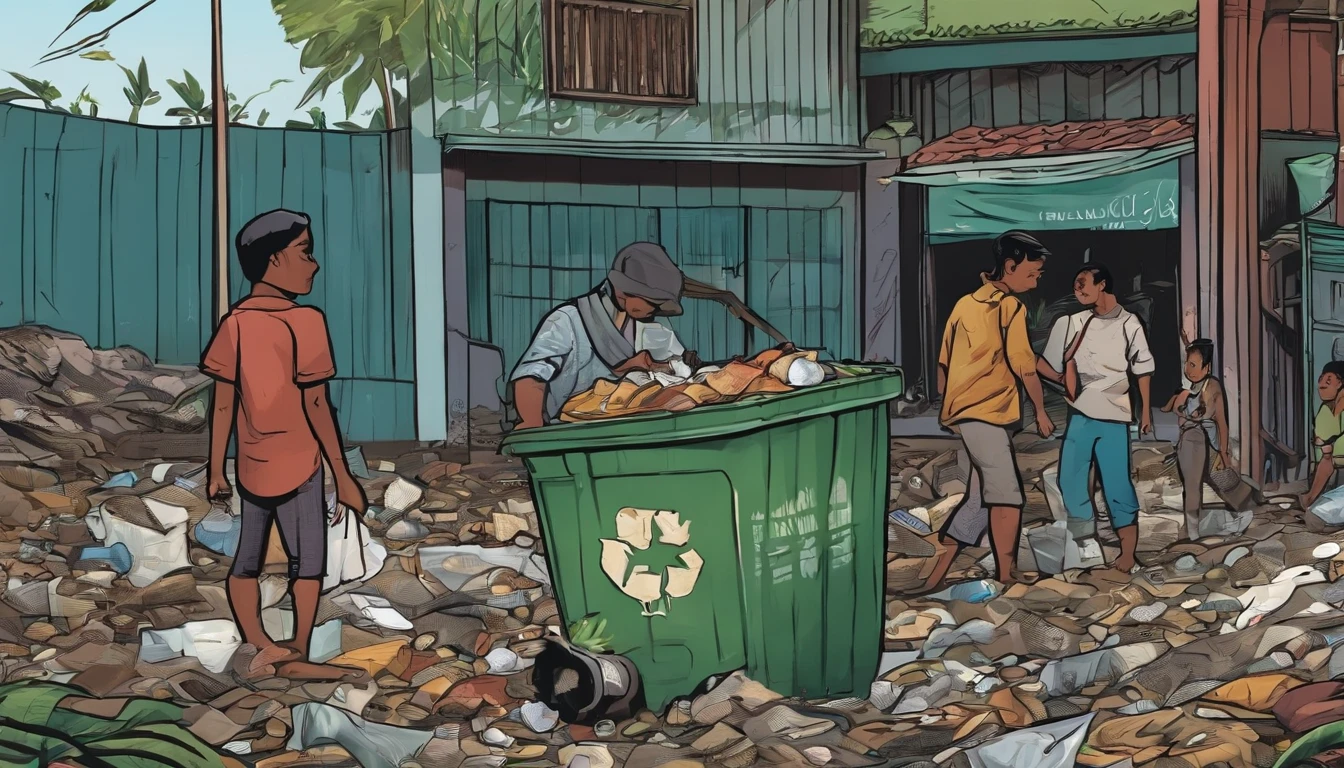 make a comic about trash in indonesia