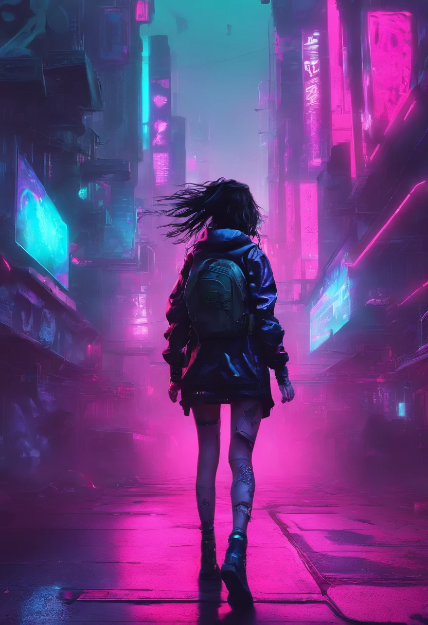 A girl runs through a ghostly city, luna, Crows