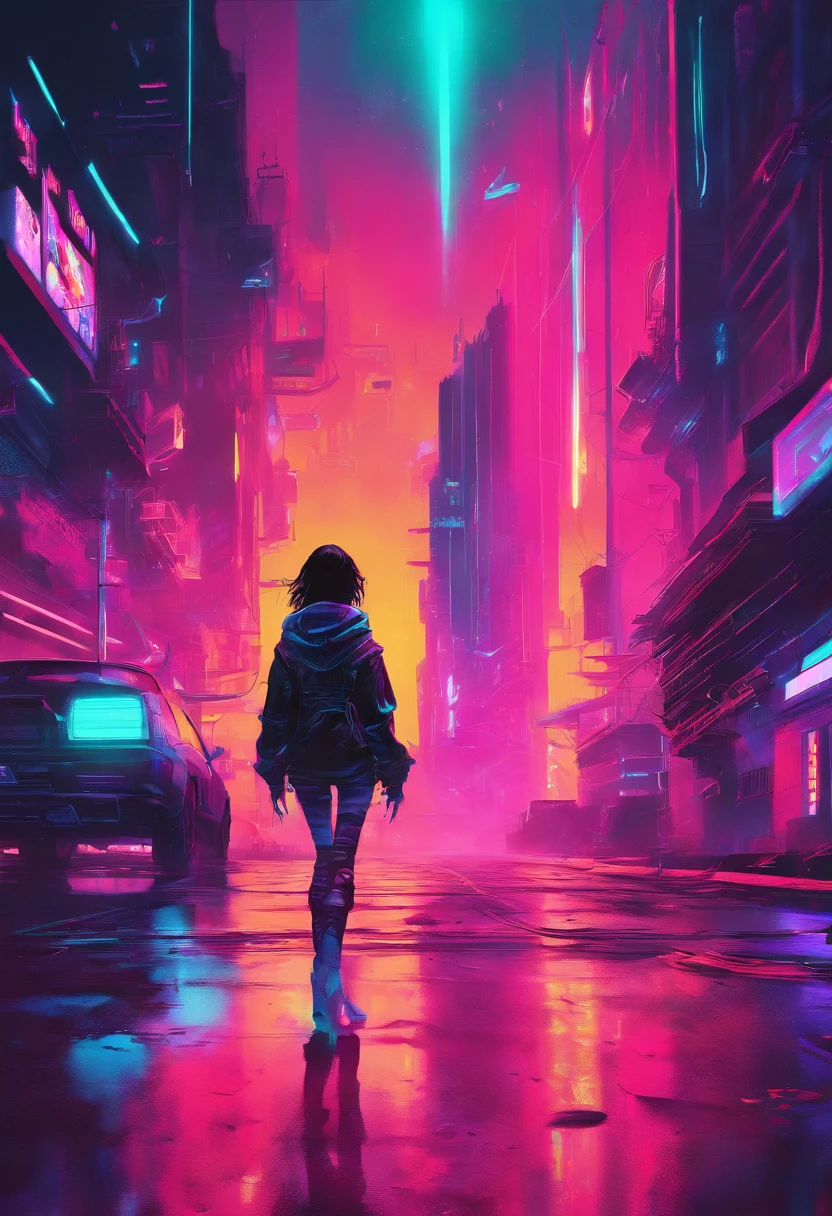 A girl runs through a ghostly city, luna, Crows