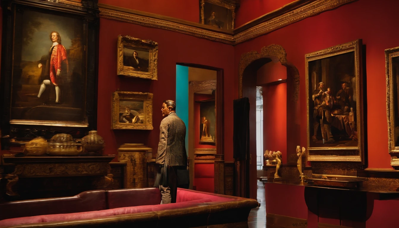 Homem de terno em museu