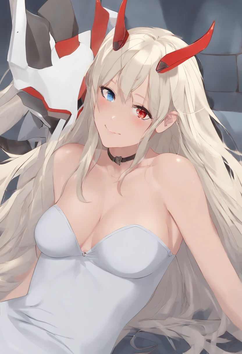a naked posing on the ground barefoot, 1girl, freckles, solo, nipples, pussy, jewelry, nude, long hair, medium breasts, red eyes, feet covered in cum, cum on ground, happy, in pleasure, 001 (darling in the franxx), darling in 1the franxx, blue eyes, blue skin, blunt bangs, colored skin, fang, horns, long hair, single horn, very long hair