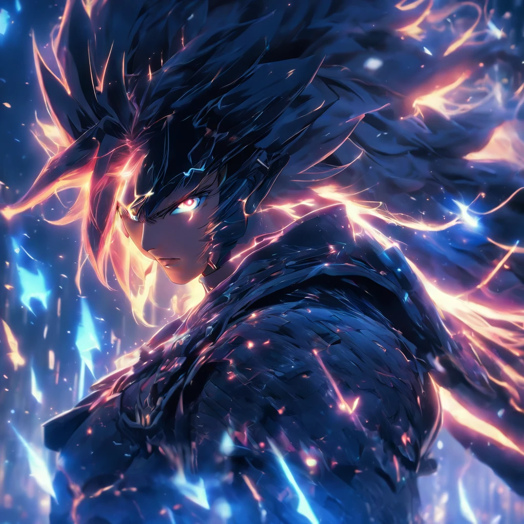 Realistic, unreal engine, futuristic warrior of the night, dynamic pose, epic fantasy