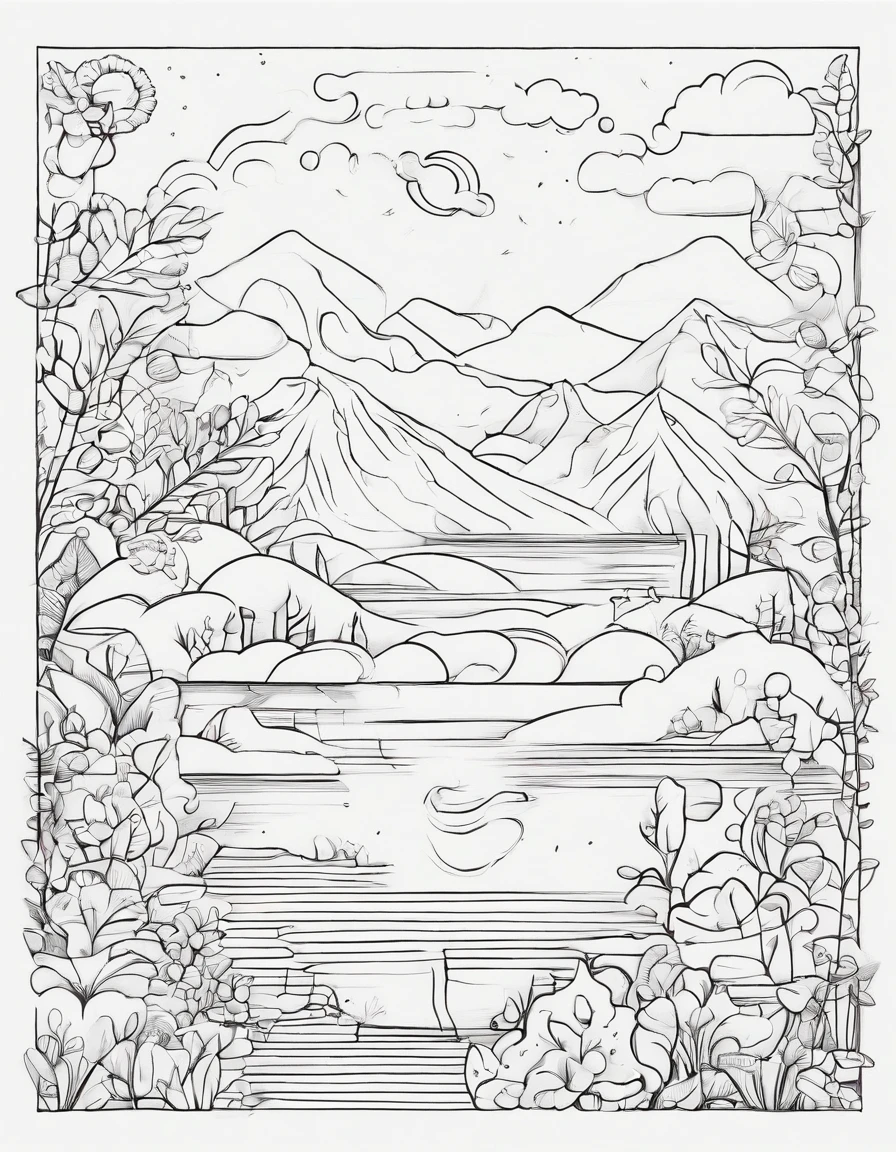 Hand drawn kawaii coloring book illustration