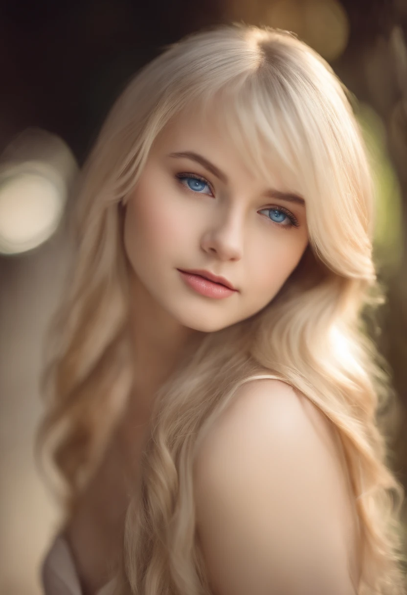 Unparalleled beauty, Radiant firmness and radiant skin, bangs between eyes, Shiny straight platinum blonde hair, Extra-long, straight, silky hair, eyes liner, Sexy beautiful innocent 14 years old, HD big big beautiful bright blue eyes, Beautiful cute girl, Baby face, short sleeved shirt