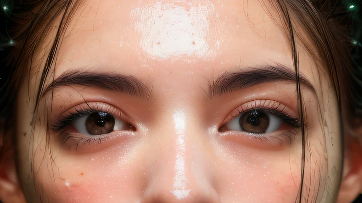 Girl with white goo on her face