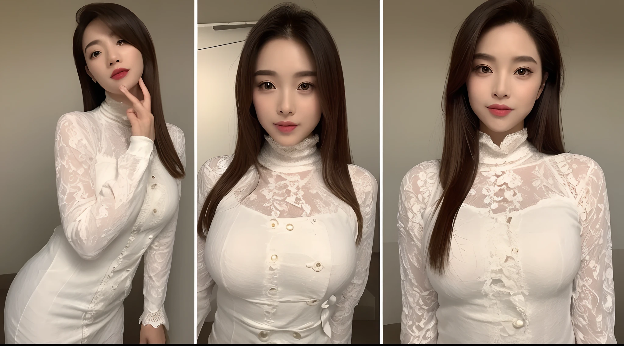 there is a woman taking a selfie with her cell phone, with short hair, 8k selfie photograph, young cute wan asian face, selfie shot straight on angle, selfie of a young woman, she is facing the camera, from 8 k matte, korean girl, anime thai girl, very low quality, taken with sony alpha 9, shot on gopro9, ((((big boobs)))), smile, see through T-shirt