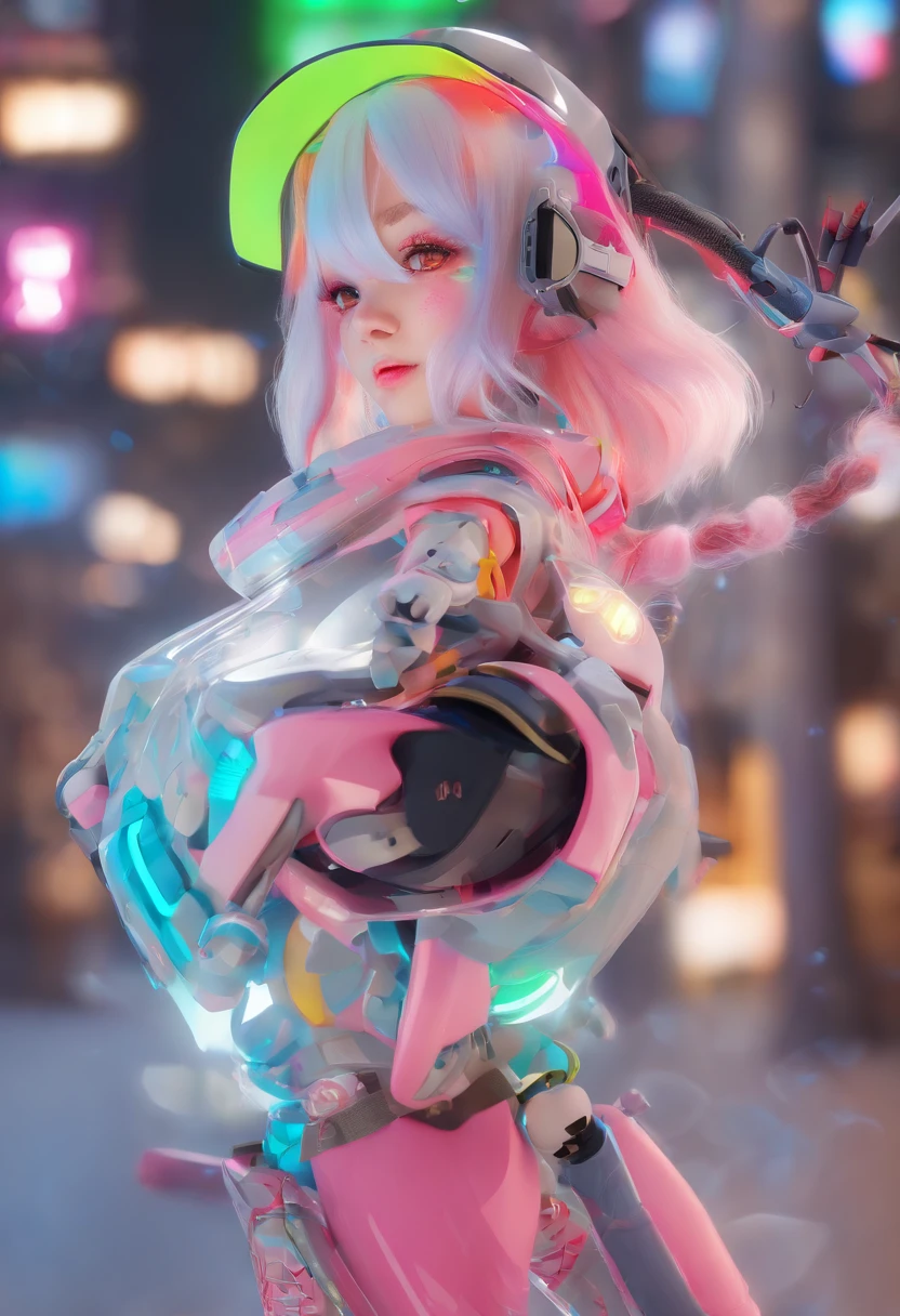 (Blind box toy style:1.2), (Full body shot) , explore，cultural relic，Runaway 1 Transparent cute girl, Exquisite helmet:1.2, Luminous goggles:1.2， dreamy glow, luminous neon lights, Clean, White background, ( Global illumination, Ray traching,, unreal render,reasonable design, high detal, Masterpiece, Best quality, hyper HD, )