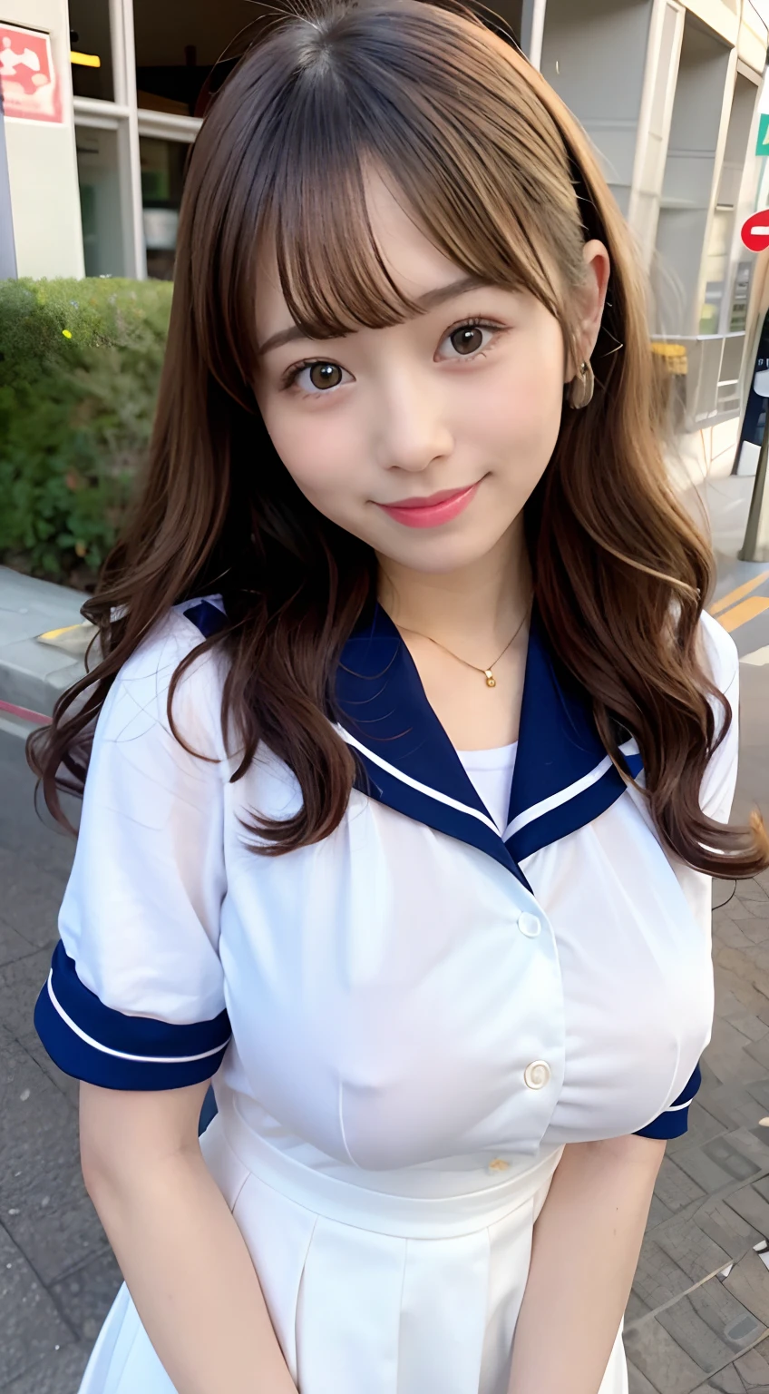 Symmetrical face、cute little、a smile、japanes