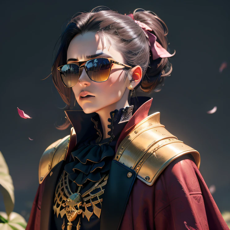 Crocodile joint pond,32K(tmasterpiece,k hd,hyper HD,32K)Burgundy double ponytail,flower stick,Indigo Skull King ,Hold the heavy wooden steering wheel (The skeleton is realistic:1.4),Crocodile pattern robe,Rusty skull ornaments,Sargin linen cloak,Petals flutter,Deep gold sunglasses,Hold your head high,Be proud,The nostrils look at people,, A high resolution,Xueba, the detail, RAW photogr, Sharp Re, Nikon D850 Film Stock Photo by Jefferies Lee 4 Kodak Portra 400 Camera F1.6 shots, Rich colors, ultra-realistic vivid textures, Dramatic lighting, Unreal Engine Art Station Trend, cinestir 800,Hold your head high,Lateral face,Be proud,The nostrils look at people,Tsundere,Petals flutter,Petals flutter,Crocodiles sprinkled with gold dust,Fluttering,Impeccable,( reasonable design, Clear lines, High sharpness,Best quality, Very detailed skeleton, The skeleton of a masterpiece, offcial art, movie light effect, 8K crocodile skeleton(((Platinum marble sunglasses)))Deep gold sunglasses,side portrait