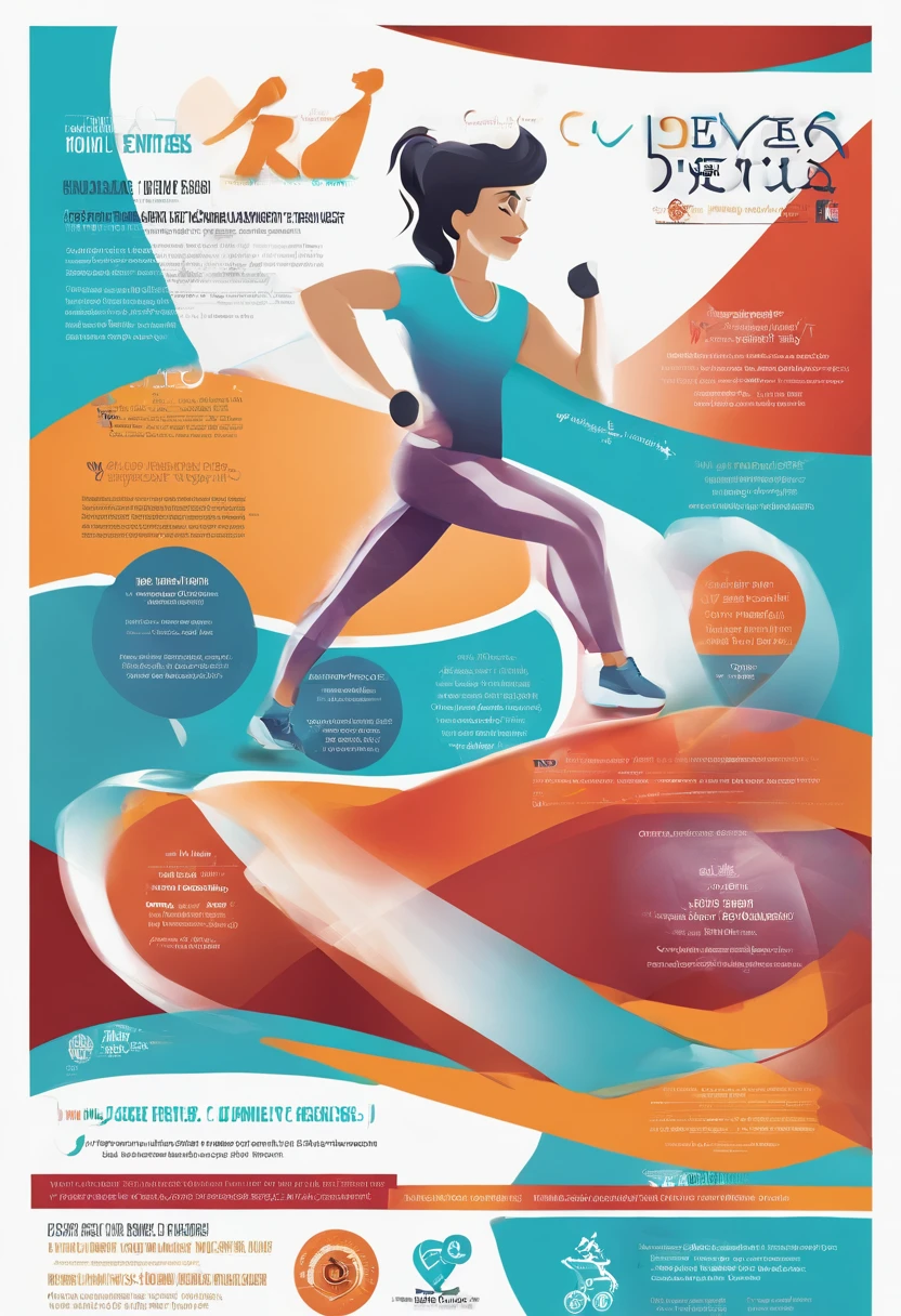 The design of the flyer should reflect the dynamics and enthusiasm of fitness classes, and a focus on health and well-being. The beginning of the flyer: Visually appealing logo or fitness studio name in large white letters on a contrasting background. The central part of the flyer: Photos of happy participants in fitness classes with emotions, Focusing on joy and activity. The bottom of the flyer: Lesson Details, including days, time, Place, contact information and links to social media or website to register and receive more information. Additional elements: Graphic representations of various types of fitness, For example, dumbbells, yoga mats or exercise machines, Highlight the diversity of activities.