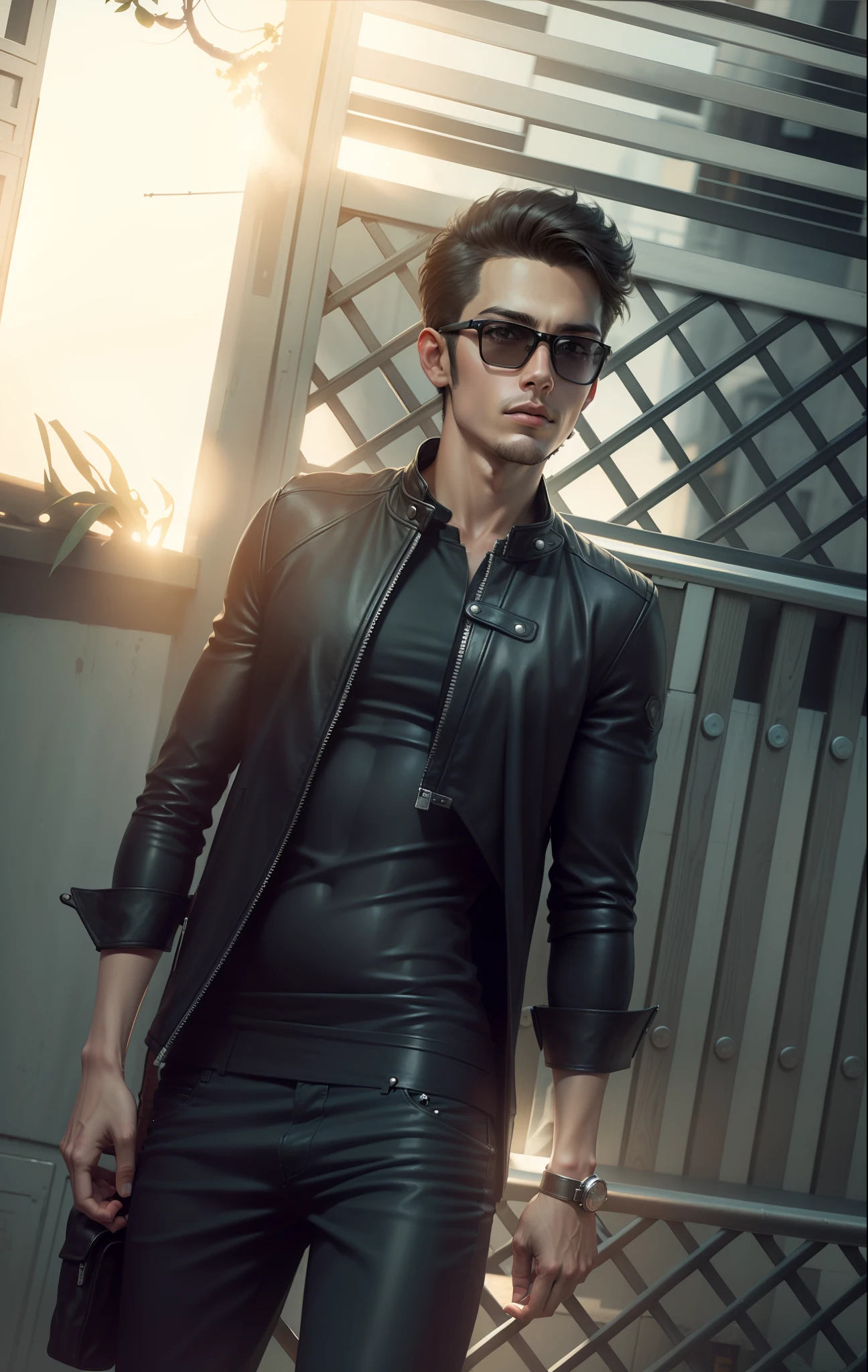 Change background biker handsome boy,