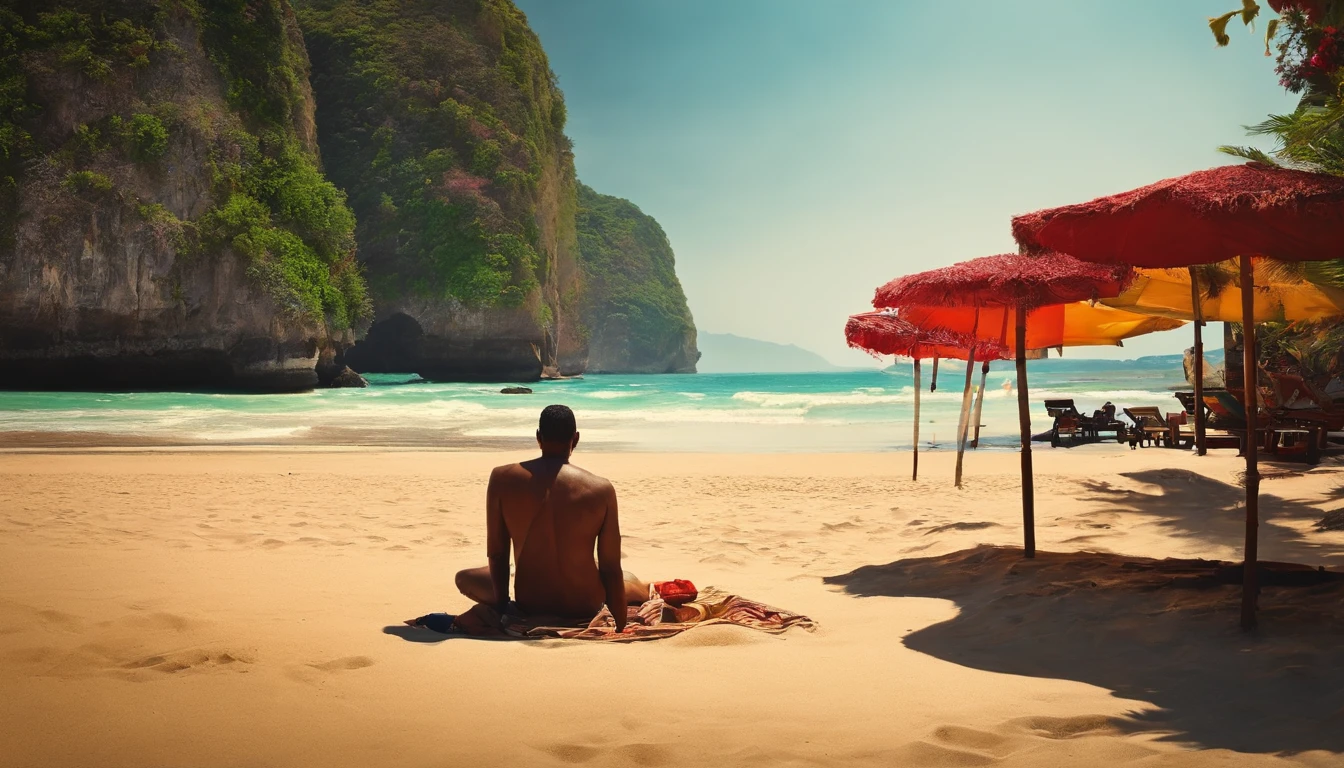 a man in dirty beach