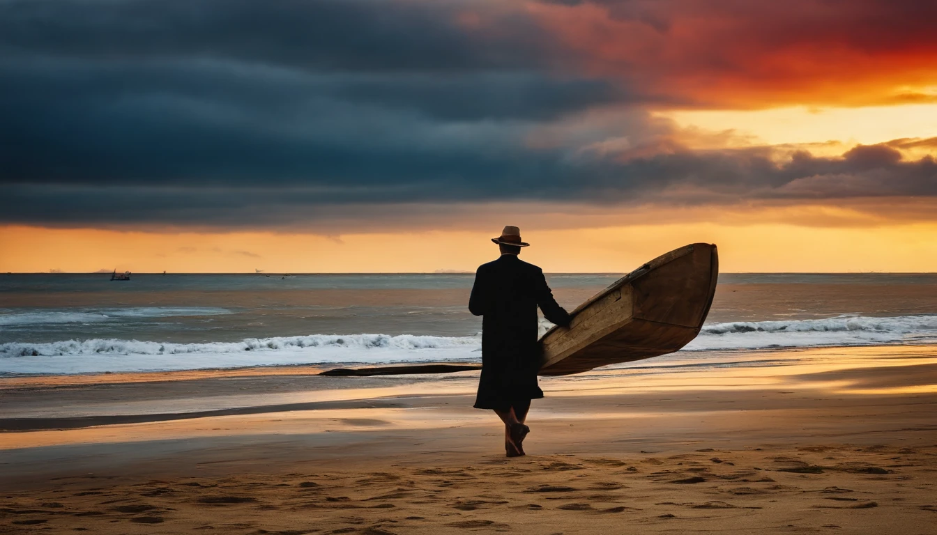a man in dirty beach