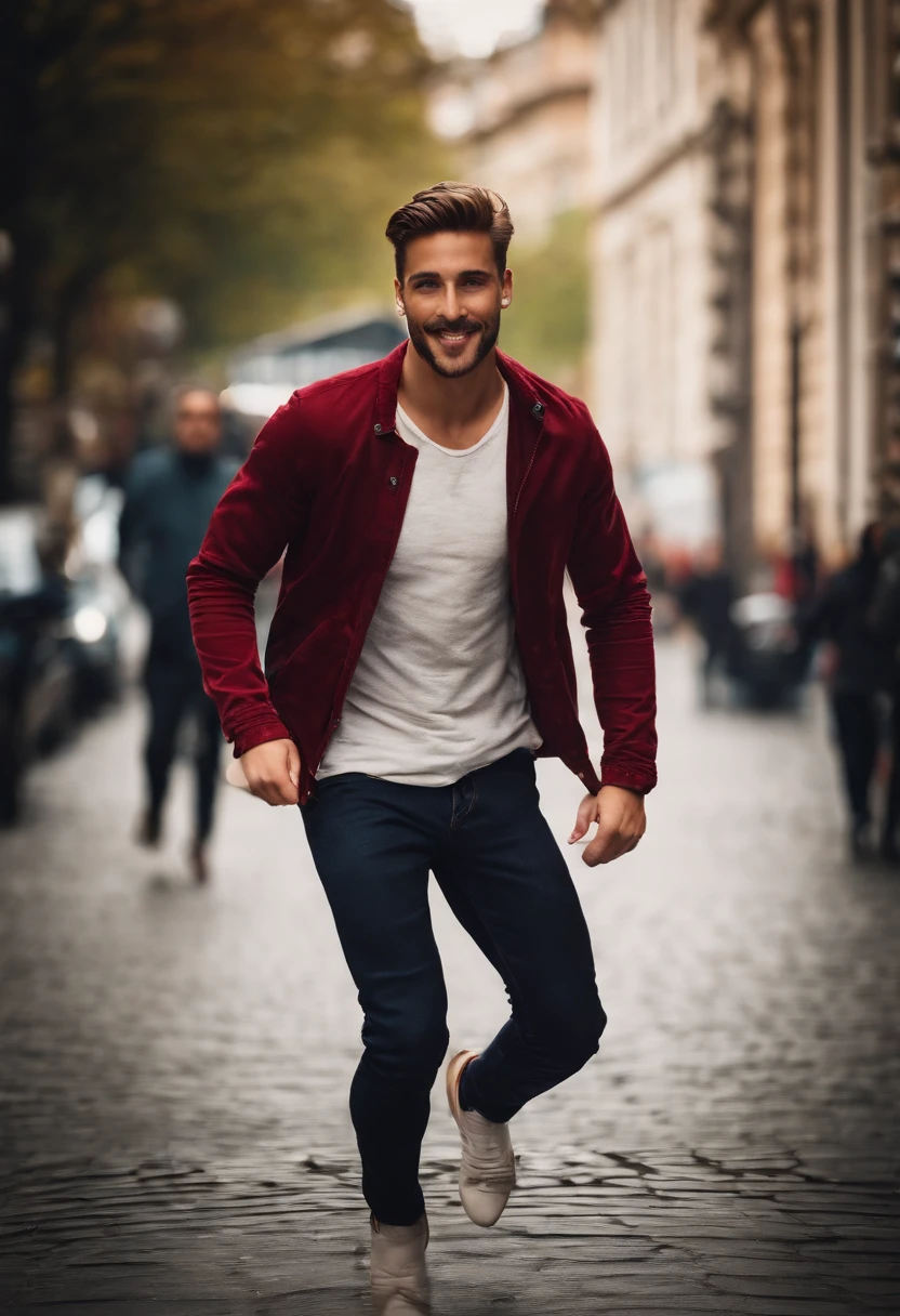 ultraclear,ultraclear,ultraclear,Handsome guy on the street,Happy jumping,Very detailed,The colors are very vivid