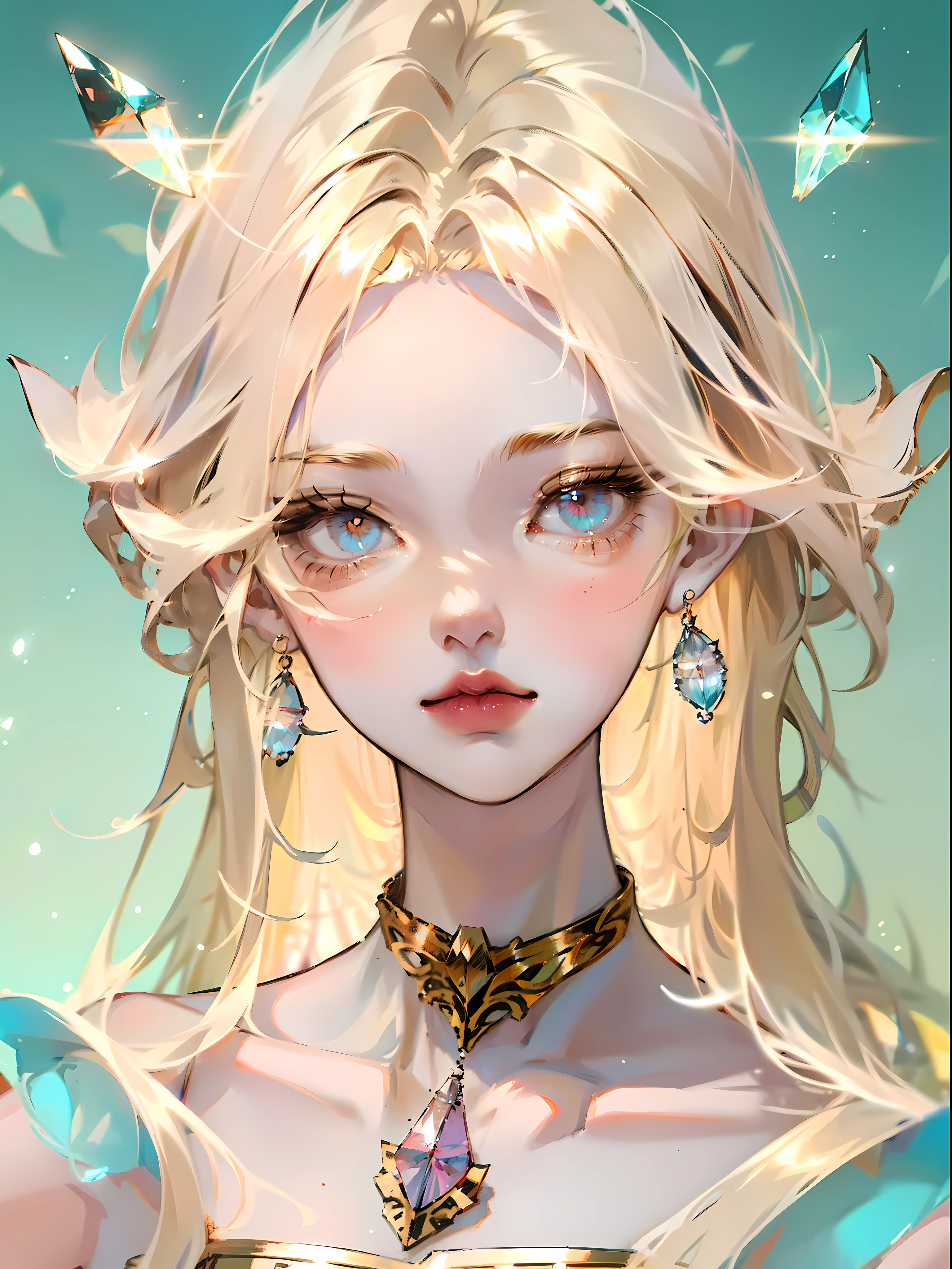 Beautiful woman, Highschool girl, Anime, Crystal eyes, Long hair, Sexy girl, Portrait, Blonde Hair, Blind Eyes
