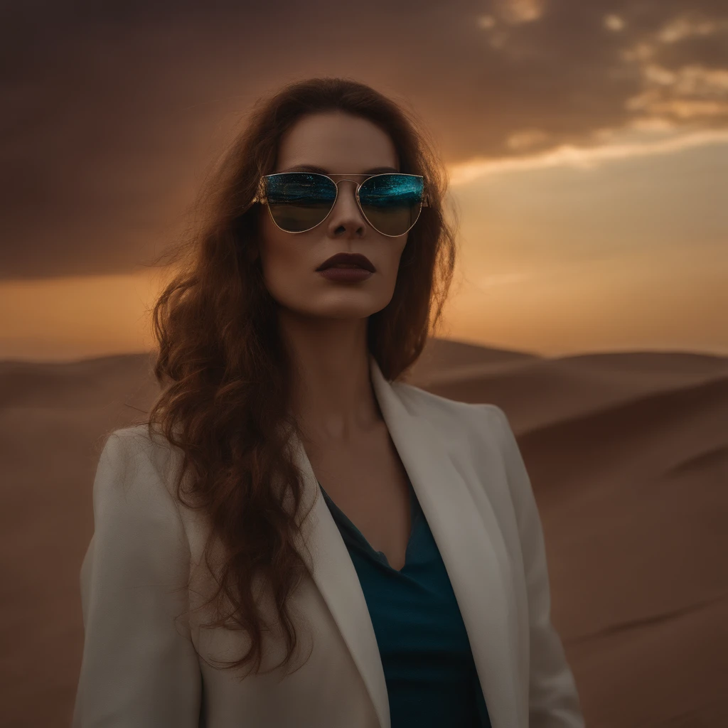 Uma mulher ruiva e bonita andando pelo deserto com roupa de couro, triangle with neon, with various fumes, various colorful smokes around, Deserto futurista, various details, melhor qualidade, master part, ultrahigh-resolution, (fotografia realista:1.4), Surrealismo, Semelhante a um sonho,FusionArt, Shadow dancer, magia das sombras, Darkness Control, furtividade, passo da sombra, Umbral spells, hidden blade,