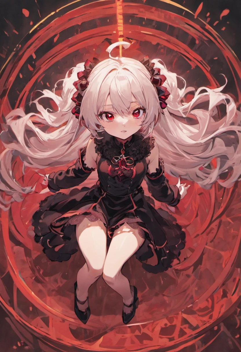 red color eyes,Long white hair that hangs down to the heels,Facial paralysis little ,Black Goth Loliring black lace stockings,high qulity,filigree,the detail,small loli,adoe