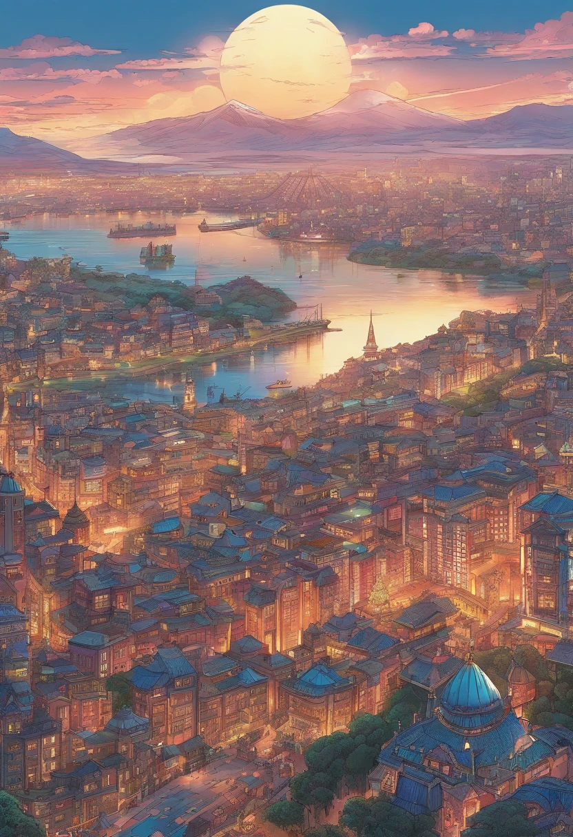(masterpiece、4K、ultra-detailliert:1.2)、(animesque:1.2)、illustratio、(realisitic:1)、(Photorealsitic:1)、(Magnificent UFO in the sky:1.5)、、 the panorama、Perspective:1.4)、(fish-eye lens:1.2)、 (landscapes、outside of house、Cityscape、natta、mid night、On the rooftop、cyberpunked、asphalt、graffiti art、Reflectors、Shops、kiosk、Walkway、a street、police officers、taxis、Benches:1.2)、(Skyscraper、Foggy:1.4)、 (pedestrian、Large crowds、a person:1.3)、 (neon signs、Blue Neon、Pink neon、Yellow neon:1.4)、(super model:1.4)、(appearance々Hair color)、