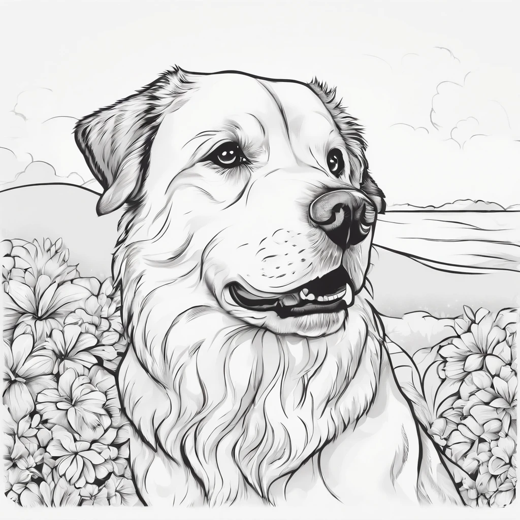 dog, cartoon, plano de fundo do desenho de linha, fundo branco, monocromatic, desenho de linha, ((esquete)),  para colorir