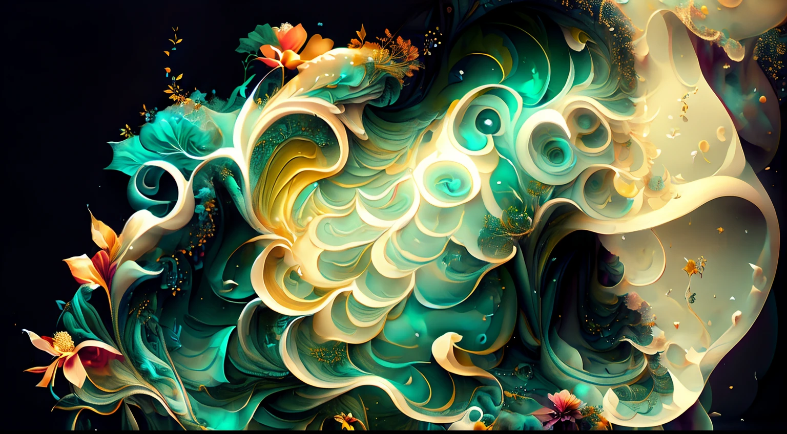 (Alfombra de flores naturales, tapete de flores festivo,Alberto Severo art ).Crea una fascinante obra de arte abstracta con un enfoque en la fluidez y el movimiento. Utilice una paleta de colores rica y diversa, Blend tones seamlessly to evoke a sense of continuous movement. Explore the interplay between softness, Suave, Sharp shapes, Dynamic edges. Deja que los colores sangren y se mezclen, giving the impression of swirling currents or energetic vibrations. Incorporar elementos de la naturaleza, like gentle curves that resemble ocean waves, Vibrant bursts reminiscent of blooming flowers, or power lines that resemble gusts of wind. He fuses these natural motifs with abstract forms to create a harmonious and captivating composition........ Embrace the idea of serendipity and spontaneity while allowing colors and shapes to take shape organically. Anima a la obra de arte a desarrollarse como un viaje, invitar al espectador a explorar e interpretar las profundidades del paisaje abstracto. This work of art should inspire a sense of wonder and fascination...., Atraer a los espectadores a su fascinante mundo de colores y formas. The blend of abstraction and nature will transport observers to a realm of imagination and excitement........, leaving a lasting impression of beauty and creativity