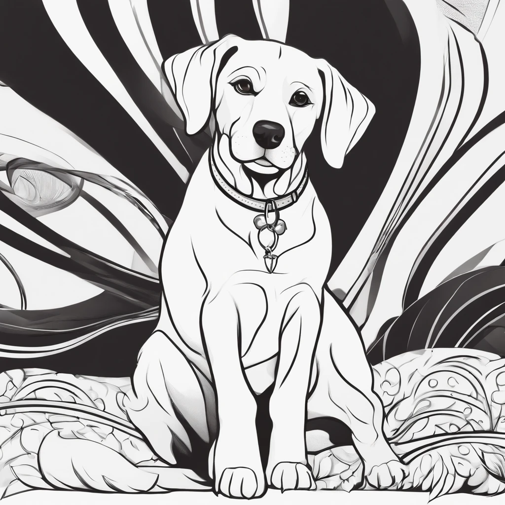 dog, cartoon, plano de fundo do desenho de linha, fundo branco, monocromatic, desenho de linha, ((esquete)),  para colorir