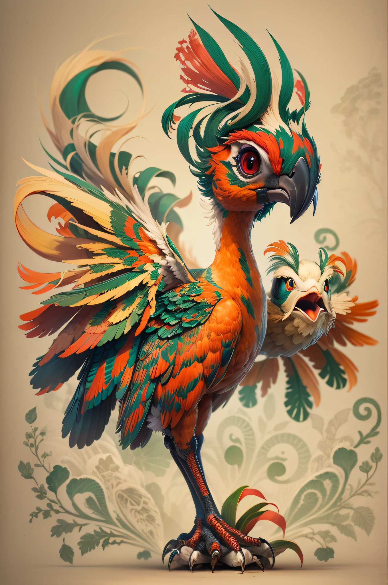 Eduardo Rodriguez Calzado style,Phoenix bird
