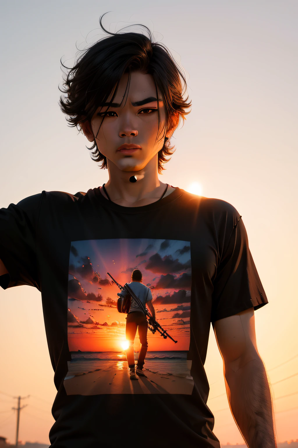 Sunset gunman t-shirt design