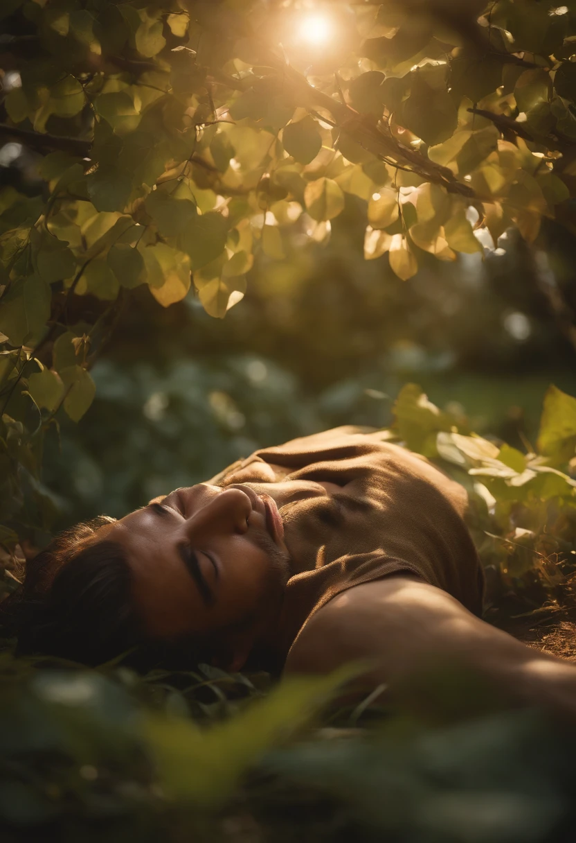 Unconscious man being controlled by strings from heaven

A man lying unconscious on the ground, surrounded by a serene garden. The man's eyes closed, peaceful expression on his face. [Dream-like atmosphere], [floating leaves in the air], [sunshine filtering through the trees], [soft breeze rustling the flowers], [delicate petals falling gently]. The garden is filled with vibrant colors and lush greenery, giving it a sense of tranquility and harmony.

The man's body is relaxed, his limbs positioned naturally. The strings from heaven extend downwards, connecting to different parts of his body. The strings are ethereal and translucent, with a faint glow. [Intricate and detailed strings], [gentle movement], and they seem to be gently pulling the man, as if guiding his every move.

The strings are a metaphor for the forces that control our lives, representing destiny or a higher power. They symbolize the delicate balance between free will and fate. [Mysterious and captivating], [heavenly glow], [ethereal connection].

The overall image should have [best quality, 4k, highres], with [ultra-detailed] rendering. It should be [realistic, photorealistic], capturing the smallest details of the man's face, clothes, and the garden surroundings. The lighting should be [soft and warm], creating a gentle and serene ambiance.

[Symbolic representation], [surreal artwork], [dreamlike journey], [spiritual awakening]. The artwork should have a [painting-like texture], with a touch of [magical realism]. It aims to evoke emotions of wonder, reflection, and a sense of the mysterious forces that shape our lives.