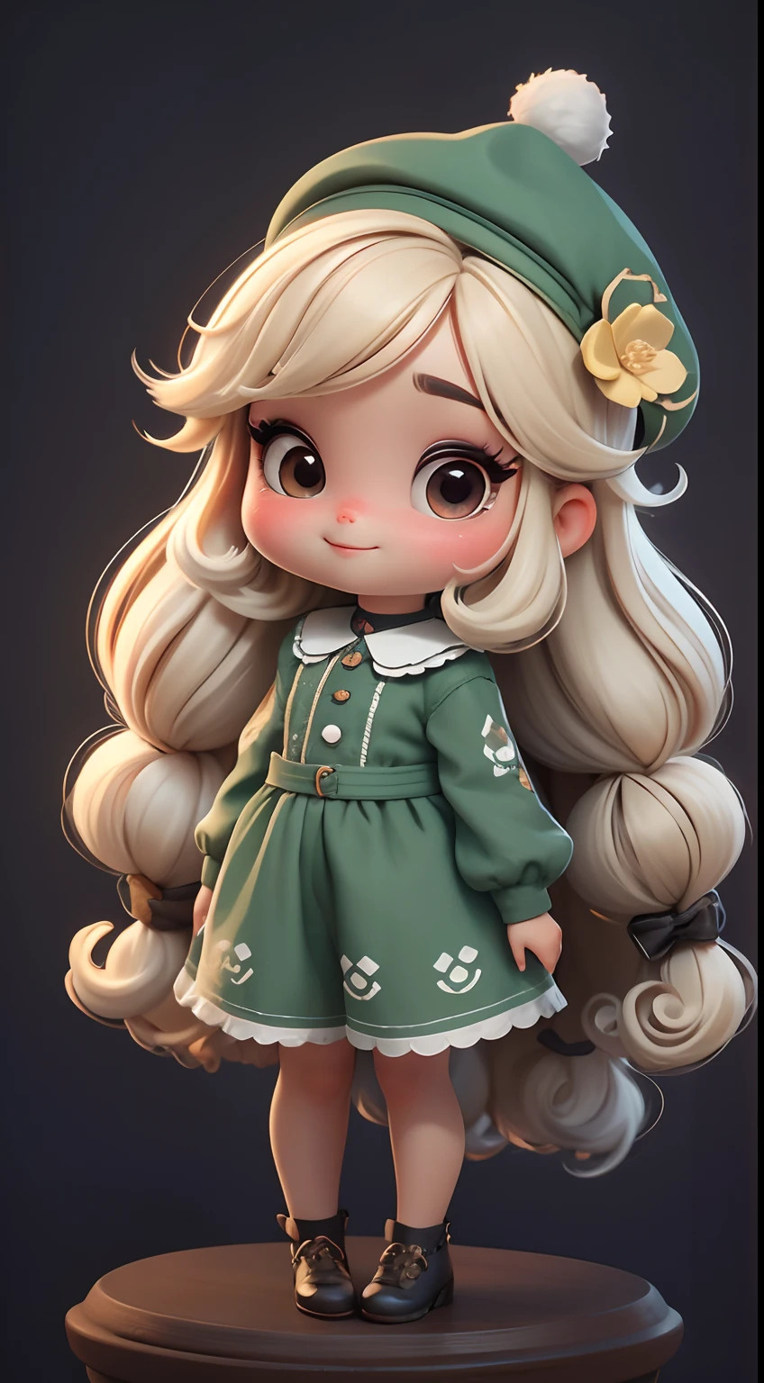 Create a series of cute baby chibi style loli dolls with a cute forest theme, sorridente e fofa, each with lots of detail and in an 8K resolution. All dolls should follow the same solid background pattern and be complete in the image, mostrando o (corpo inteiro, incluindo as pernas: 1.5)
Boneca fada: Chame-a de Bella. Ela deve ter cabelo longo e cacheado em tons moreno e preto. Seus olhos devem ser grandes e brilhantes, with long eyelashes and rosy cheeks. Bella should be dressed in a country-style jumpsuit, delicado, florido e detalhado. She should wear a hat and no accessories on her hands, deixando elas sem nada. Don't forget the details, com detalhes coloridos e enfeites encantadores, sapato bonito
Certifique-se de adicionar sombras, texturas e detalhes nos cabelos, roupas de cada boneca, to make them even more adorable and charming.