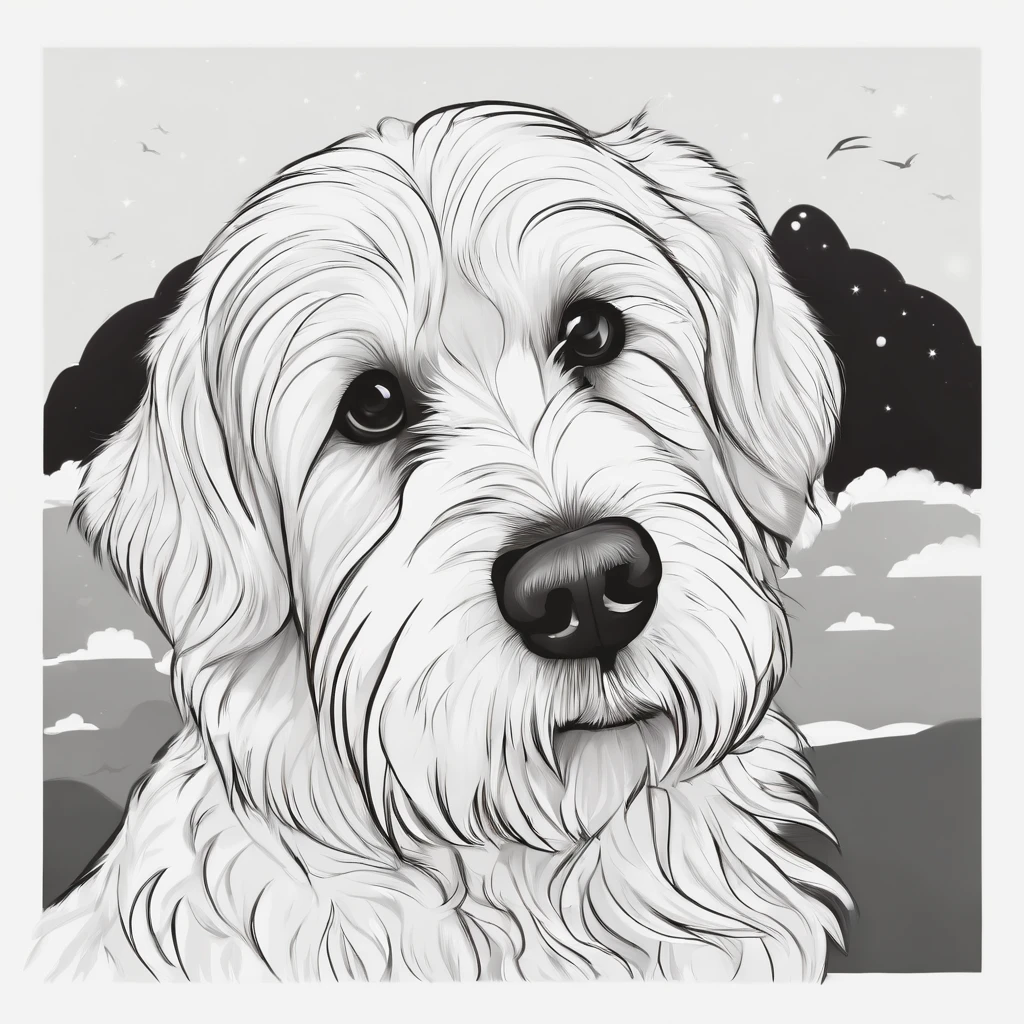 cute dog, cartoon style, plano de fundo do desenho de linha, fundo branco, monocromatic, desenho de linha, ((esquete)), para colorir