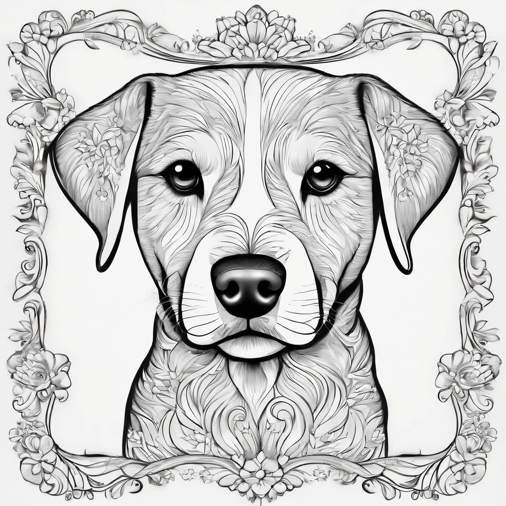 cute dog, cartoon style, plano de fundo do desenho de linha, fundo branco, monocromatic, desenho de linha, ((esquete)), para colorir