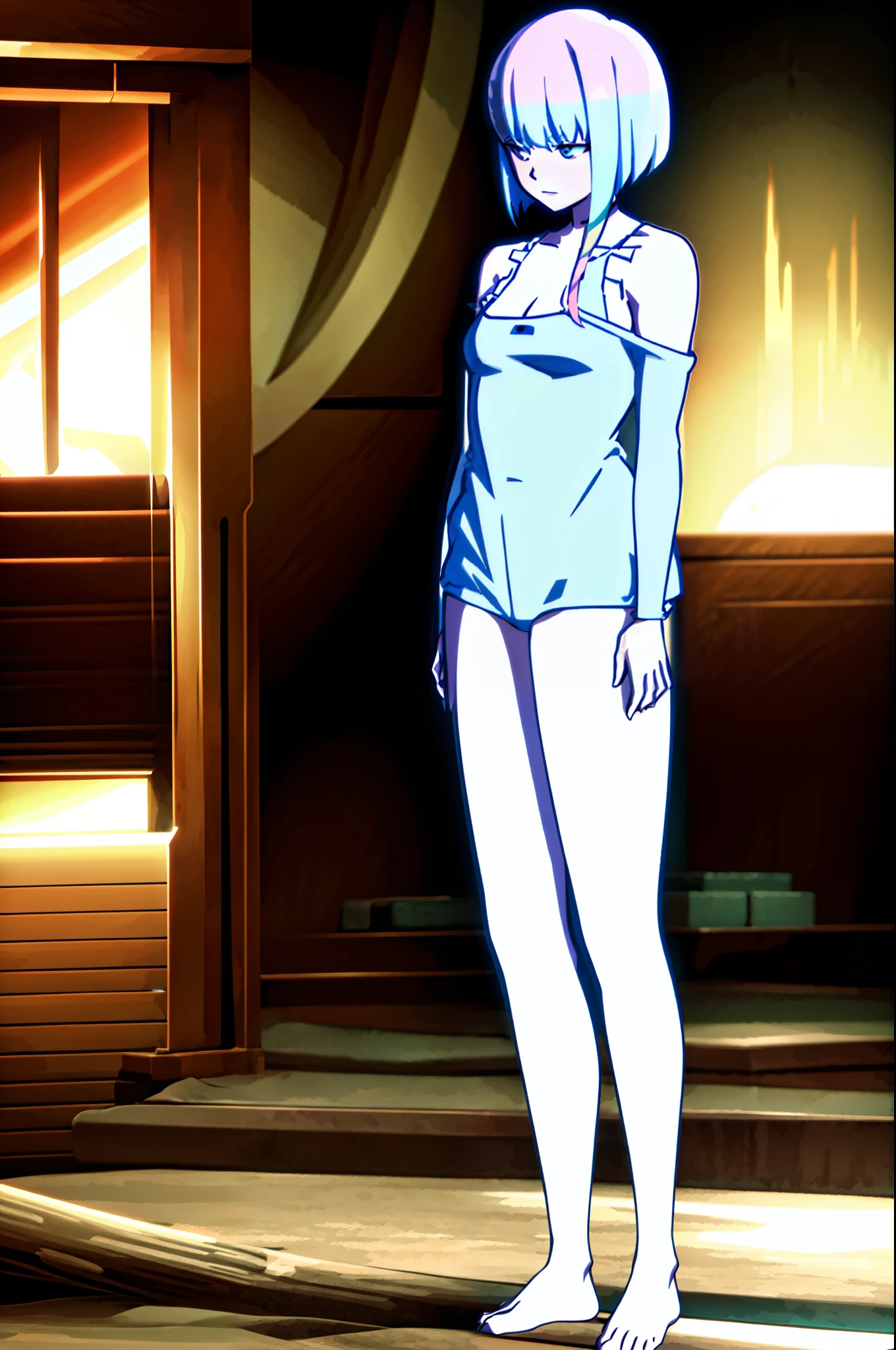 Lucyna Kushinada, standing, full body, forest, dress, robe
