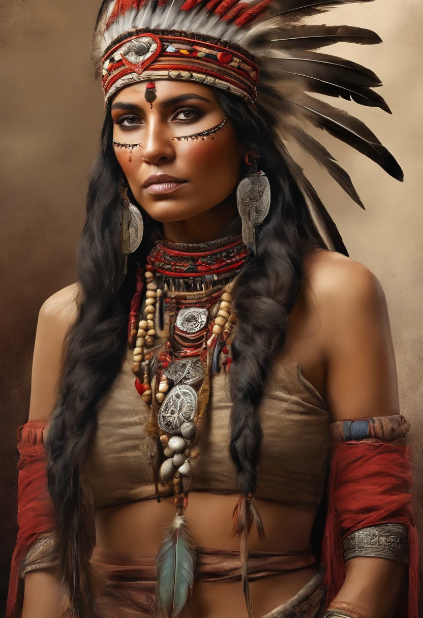 ultra detailed artistic photography, Beautiful Native American Apache female, tee xixi, luar, fogueira, pena, sexy, sonhador, brilhante, retroiluminado, Sombras, oil on the canvas, liso, Ultra High Definition, 8k, Ultra sharp focus,  obra-prima de arte intrincada, Fluid clothing, altamente detalhado, vibrante, production cinematic character render, ultra high quality model