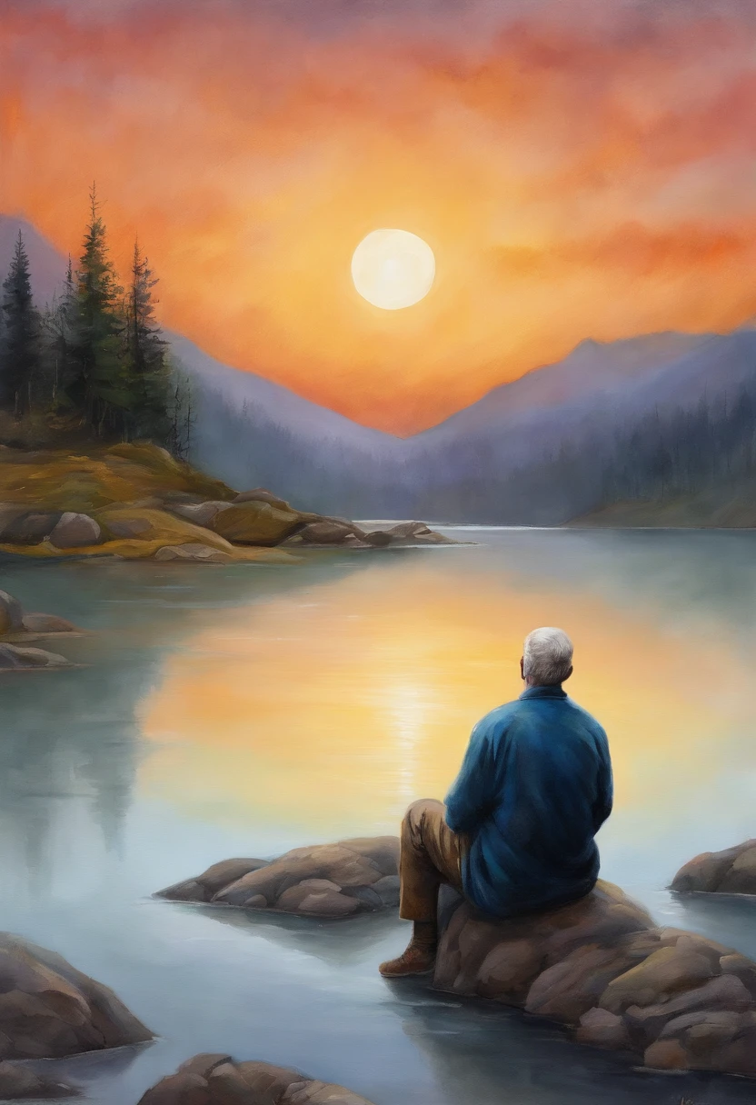 Mature men, sitting in a meditation position, In front of the beautiful Orissant, As the sun sets, Related to the sacred, Portrait photos, director: Drew Tucker, director: Adam Marchinski, director: Alexander Kucharisky, director: Gavin Nolan, 8K surrealism, director: Jason Felix, Yuri Shwedoff e Tom Bagshaw, illustrative art, Estello Eric Johnson