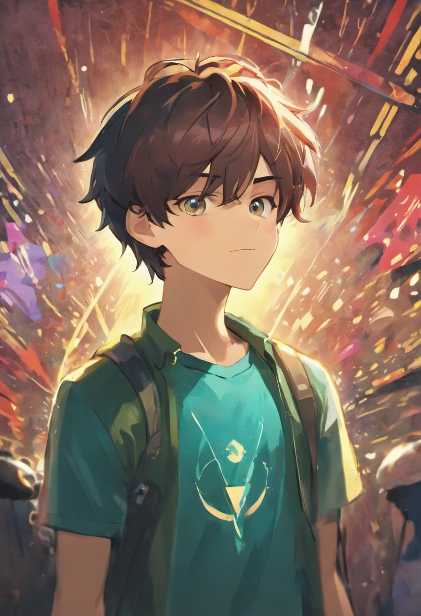 retrato de um menino ::style cartoon, (((Front view))), usando terno, Estilo Disney Pixar, Filme 3D, altamente detalhado, vivid colors (((corpo inteiro))) ::n_style realista, anime ::seed 040506
