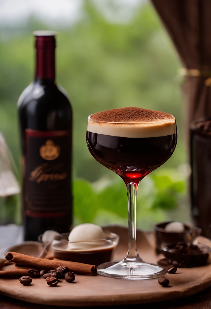 (Espresso coffee in a red wine glass,Tiramisu,Latte coffee:1.45),Coffee,warm steam,smoke,sprial smoke,aroma,taste of wine,Sticky Toffee Pudding,Sticky Toffee Pudding,