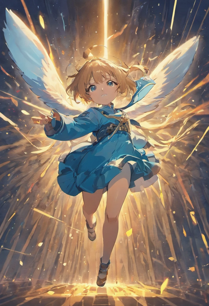 A smooth wooden stick,Fly in the air,The background is blue