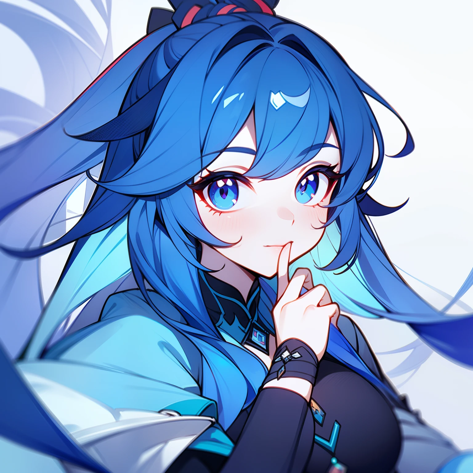 tmasterpiece,Best quality at best,1girll,独奏,lookingat_at_peeping at the viewer,middle parted bangs,Mono Color,The upper part of the body,dark-blue hair