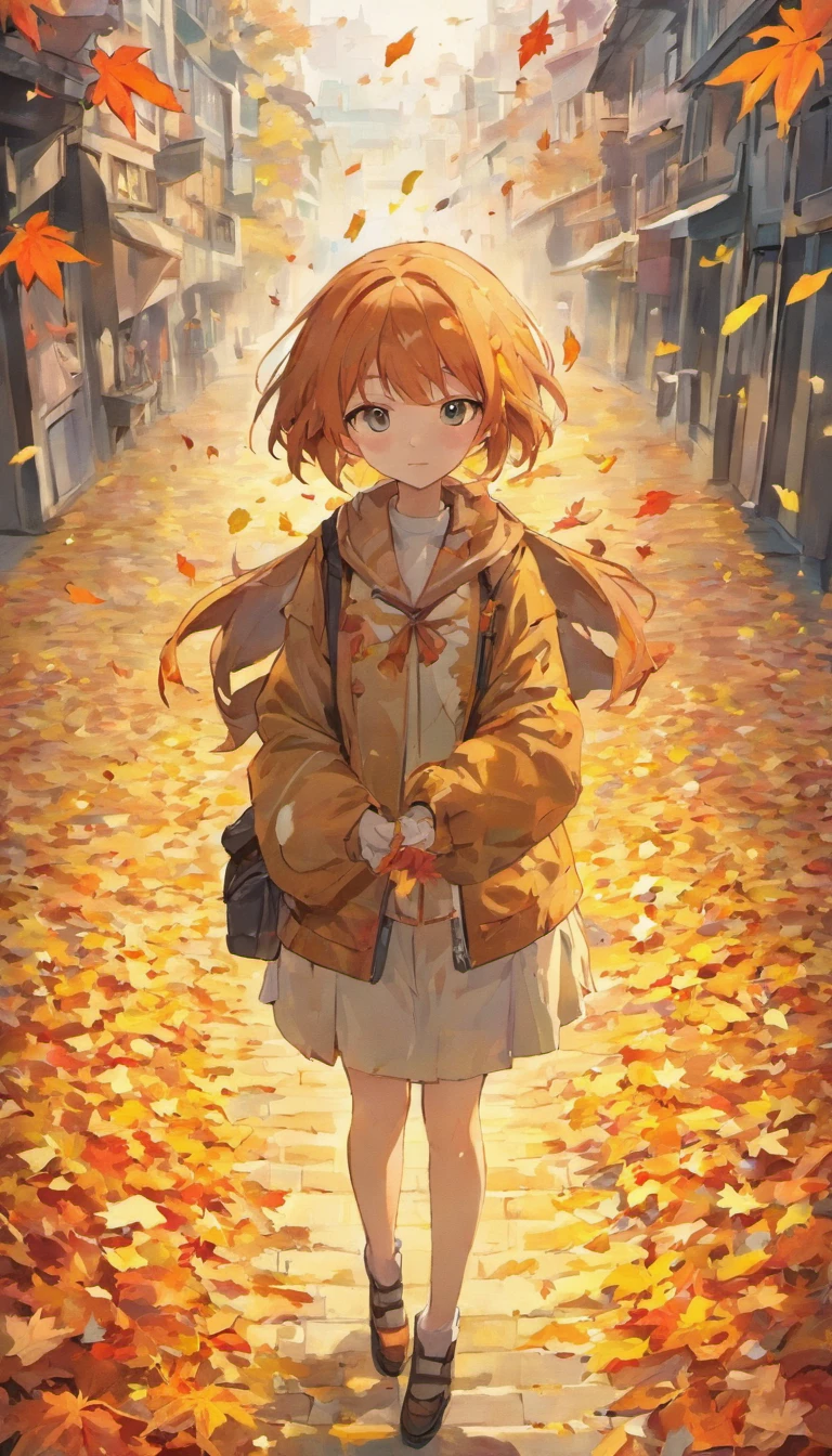 Falling leaves in September are cool street girl maple leaf flowers