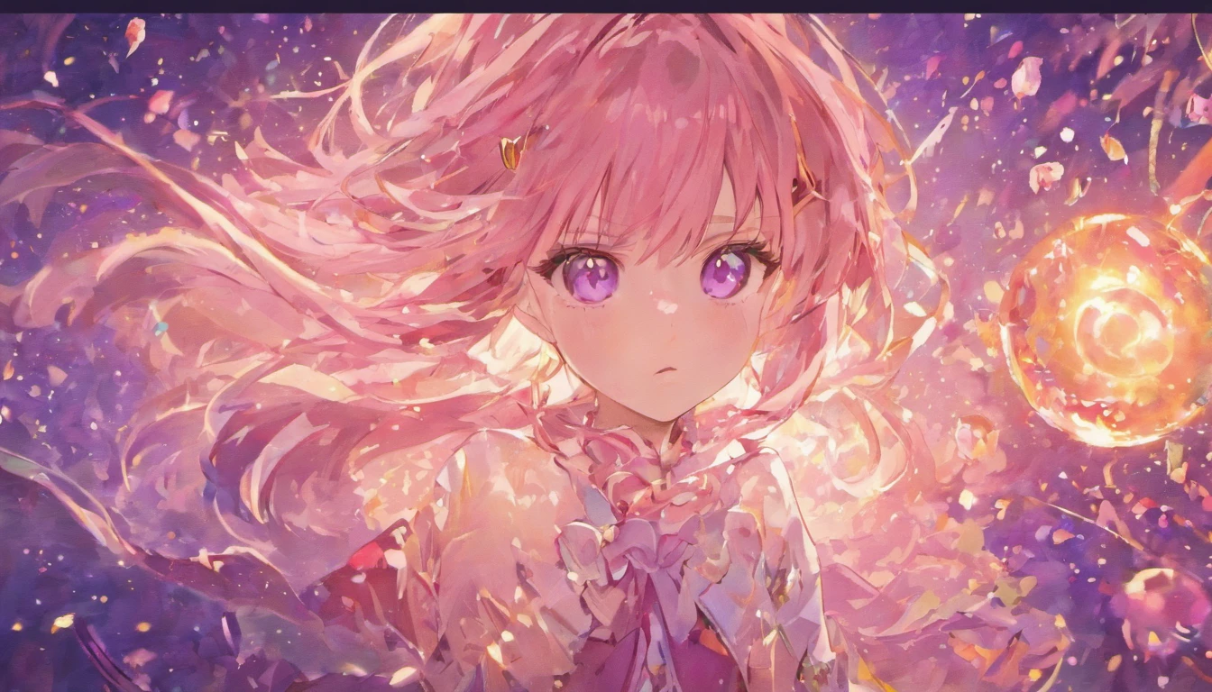 1 keyword masterpiece,The best quality,The illustrations are super detailed,beautidful eyes,Very delicate light,Fine luminescence,very fine 8KCG wallpaper,Lavender-colored eyes,Pupils in pink color,An extremely delicate girl。