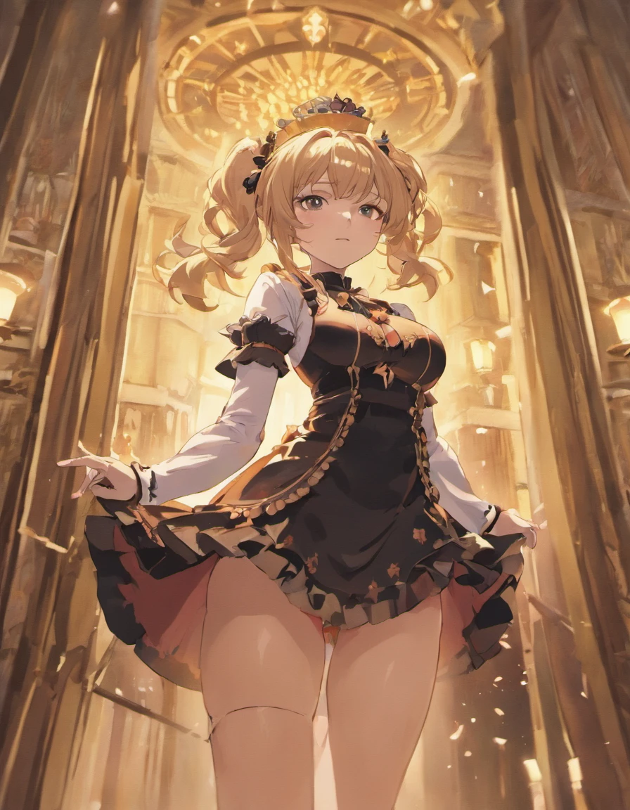 (Original Character、Unity 16K Wallpaper, masutepiece, Best Quality, Ultra-detailed, extremely details CG, Caustics, Cinematic lighting, Detailed, Beautiful detailed eyes, Solo,Sexy Women), Ultra High Resolution, Fine skin, (maid, maid apronl, Maid headdress,Black Maid Skirt), (strong lights)、Oily skin,curby:1.2,huge-breasted,mansion、(Cowboy Shot、above breasts),Focus chest,Armpits